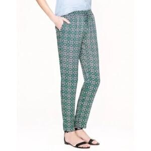 J. Crew Campbell Pink Green Lattice Medallion Print Ankle Dress Pant Womens 0